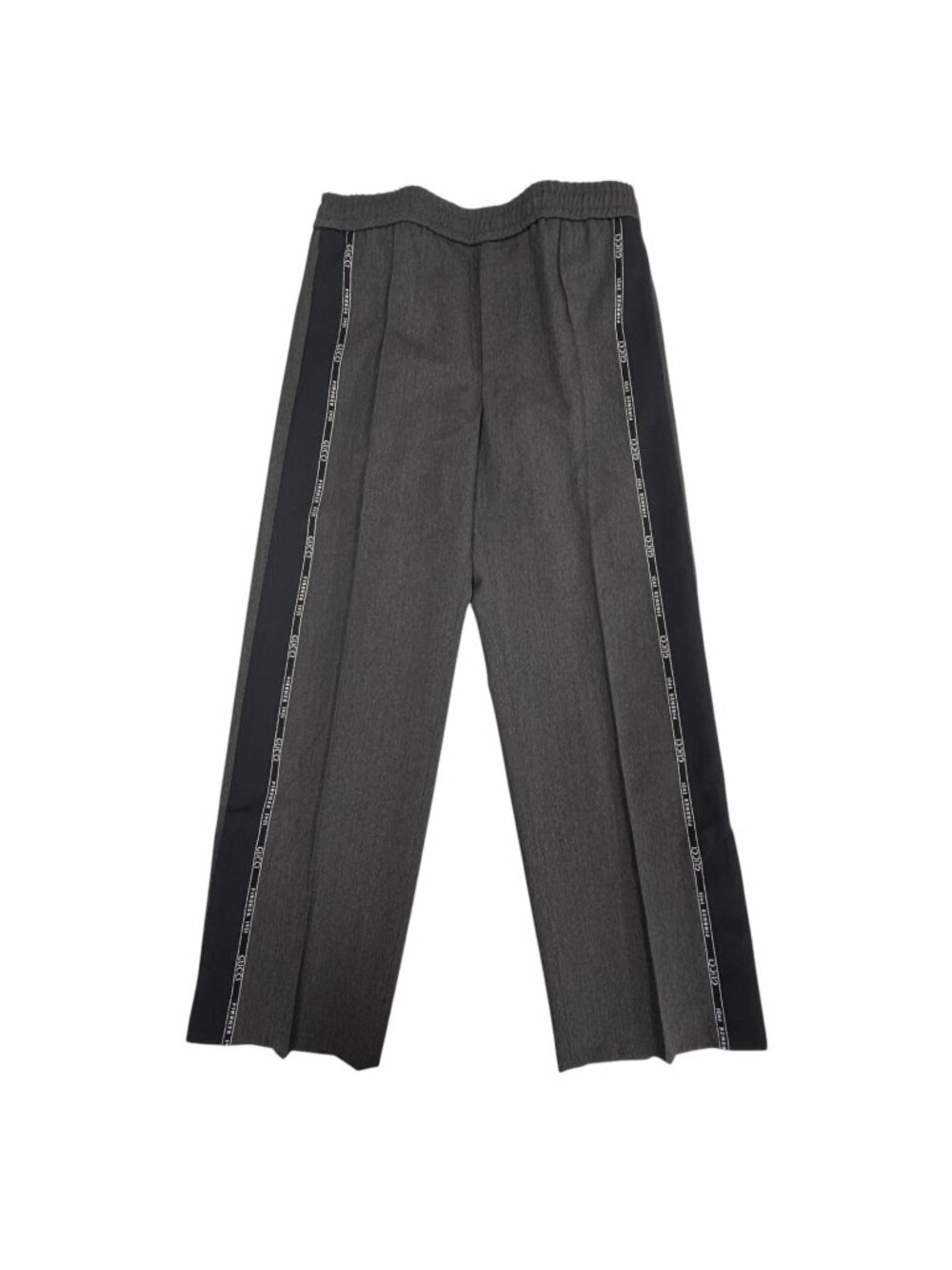 Gucci Wool 100% Embroidery Side Logo Line Pants Gray IT 48